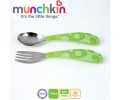 Munchkin - Set 2 tacamuri Lingurita si Furculita Inox 12L+ Verde
